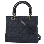 Christian Dior 1999 Navy Denim Lady Dior Cannage 2way Handbag