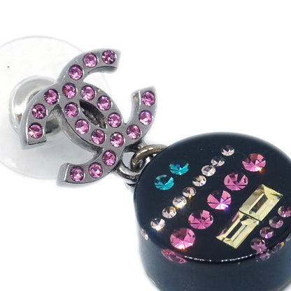 Chanel 2011 Dangle Earrings Rhinestones Black 11P