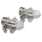 Chanel CC Rhinestone Earrings Clip-On Silver 07V