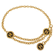 Chanel Chain Belt Gold Black 93A Small Good