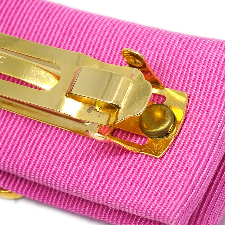 Celine Pink Canvas Bow Hair Barrette