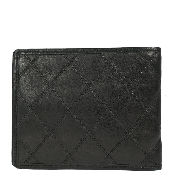 Chanel 1989-1991 Black Lambskin Bicolore Bifold Wallet