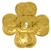 Chanel Clover Gold Brooch Pin 96A