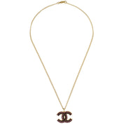 Chanel CC Chain Pendant Necklace Rhinestone Gold 02A