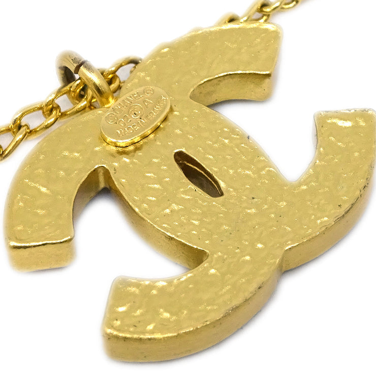 Chanel CC Chain Pendant Necklace Rhinestone Gold 02A