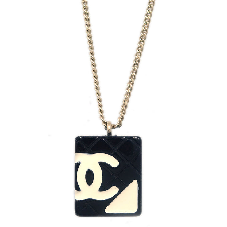 Chanel Cambon Ligne Chain Necklace Pendant Black 05C