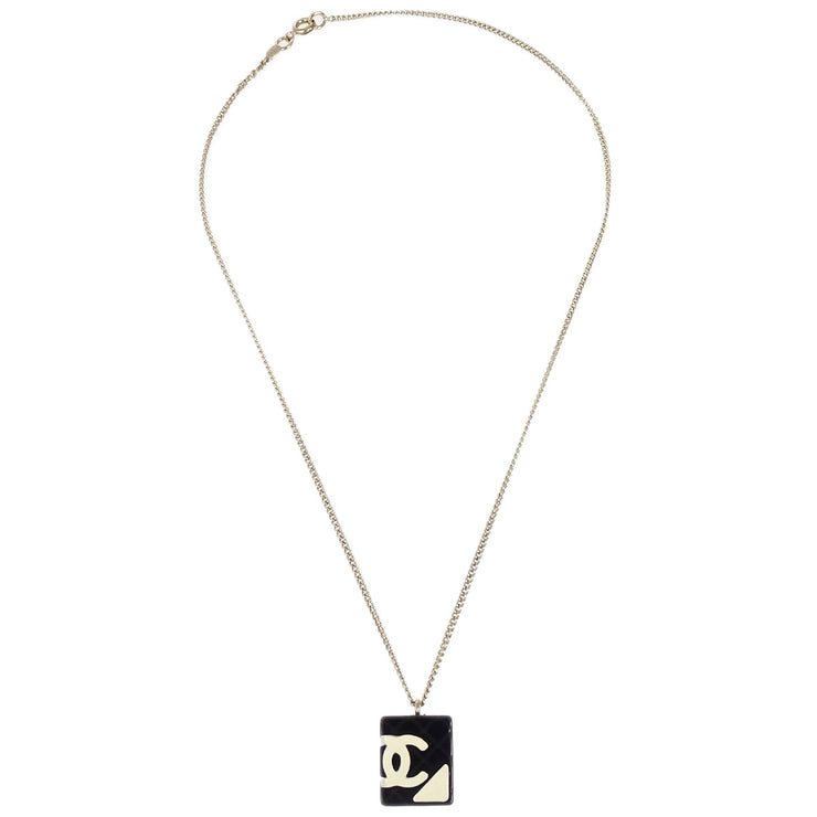 Chanel Cambon Ligne Chain Necklace Pendant Black 05C