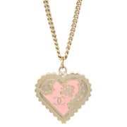 Chanel Heart Chain Pendant Necklace Gold 05P