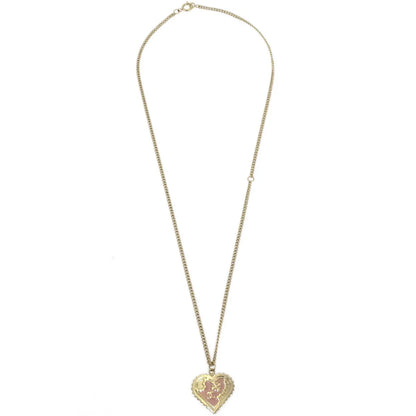 Chanel Heart Chain Pendant Necklace Gold 05P
