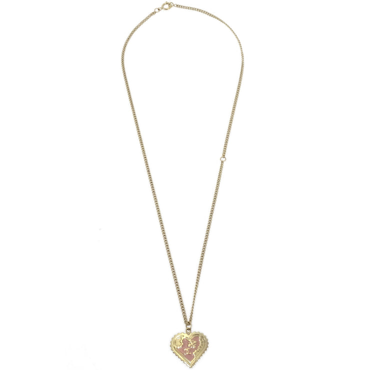 Chanel Heart Chain Pendant Necklace Gold 05P