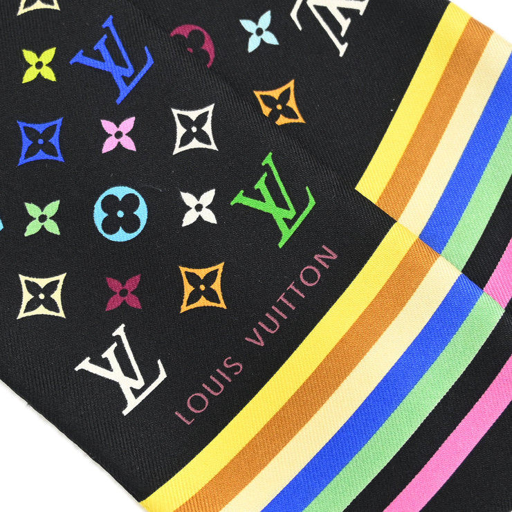 Louis Vuitton Black Monogram Multicolor Bandeau Scarf M71992 Small Good