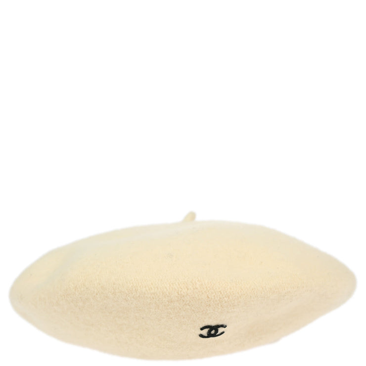 Chanel Ivory Hat Beret 98P Small Good #57