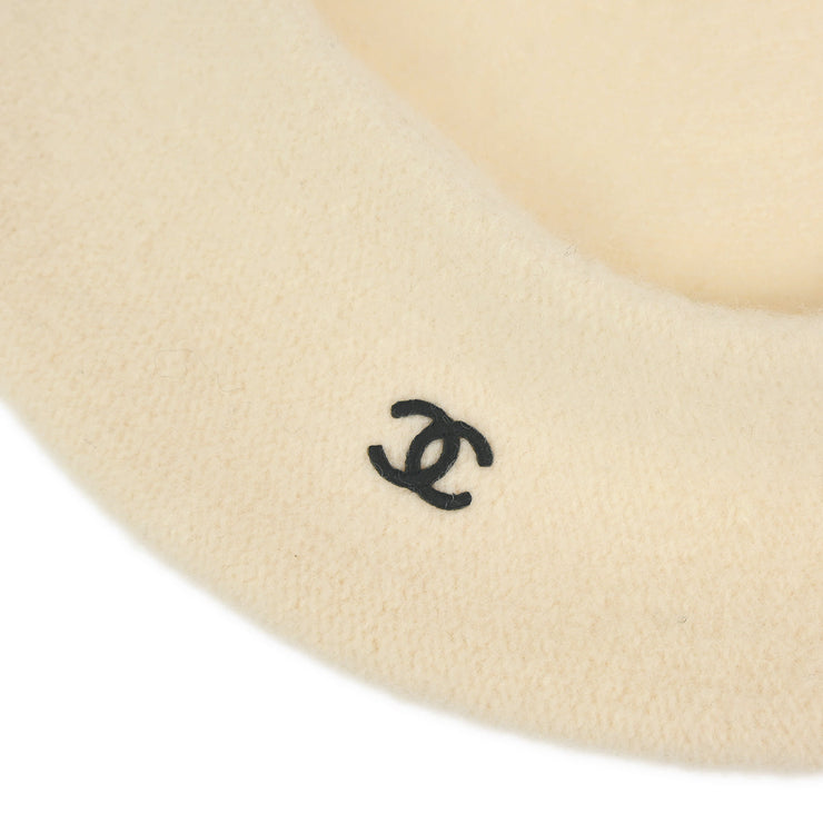 Chanel Ivory Hat Beret 98P Small Good #57