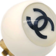 Chanel Button Earrings Clip-On White 01P