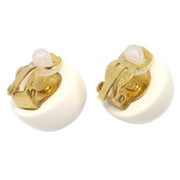 Chanel Button Earrings Clip-On White 01P