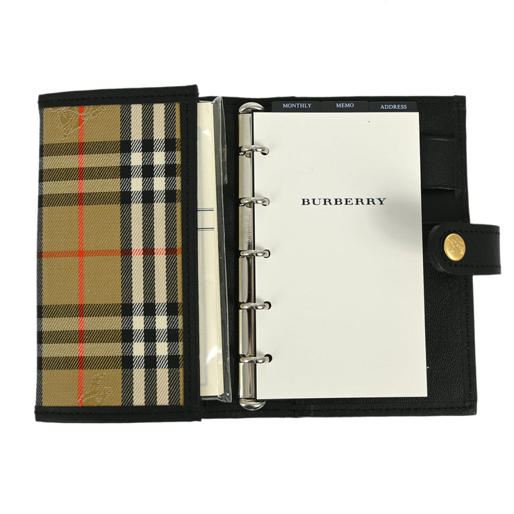 Burberry Beige House Check Agenda Note Book Cover Small Good