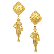 Chanel Mademoiselle Dangle Earrings Clip-On Gold