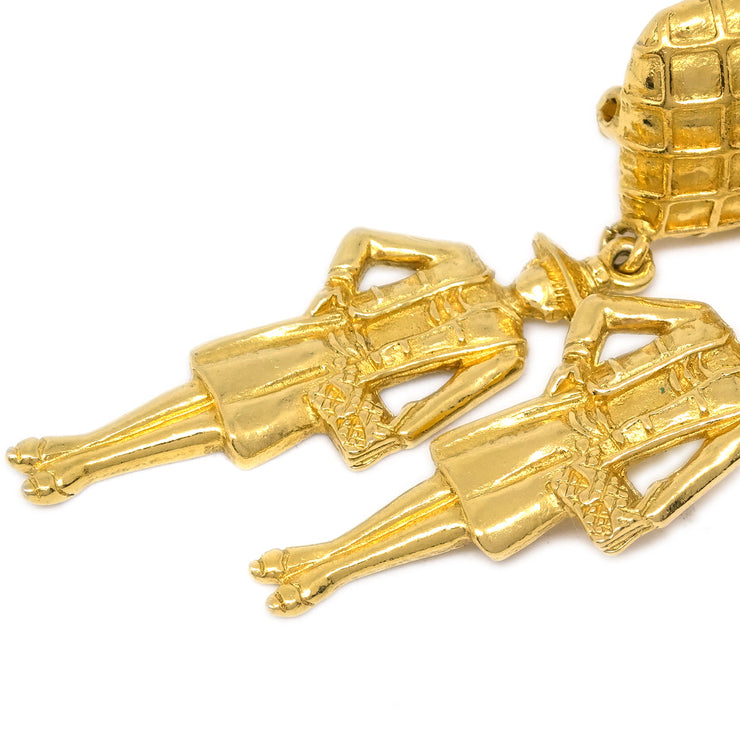 Chanel Mademoiselle Dangle Earrings Clip-On Gold