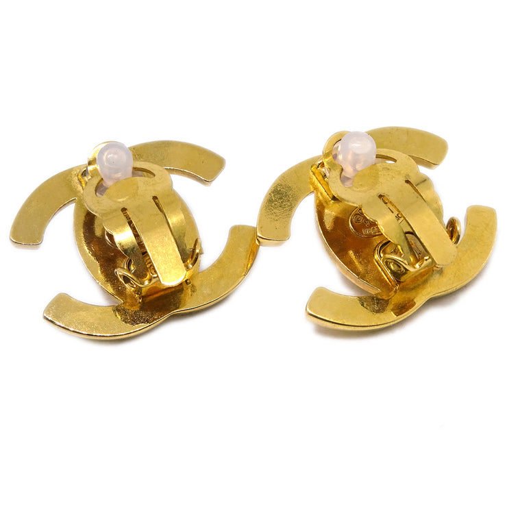 Chanel CC Turnlock Earrings Clip-On Gold Large 95A