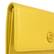 Chanel 2004-2005 Yellow Caviar Coin Purse Wallet