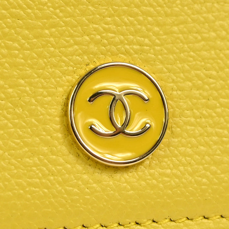 Chanel 2004-2005 Yellow Caviar Coin Purse Wallet