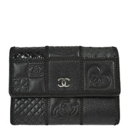 Chanel 2006-2008 Black Lambskin Icon Bifold Wallet Purse