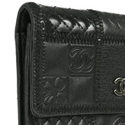 Chanel 2006-2008 Black Lambskin Icon Bifold Wallet Purse