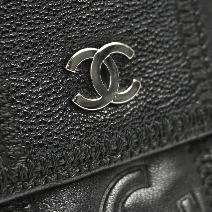 Chanel 2006-2008 Black Lambskin Icon Bifold Wallet Purse