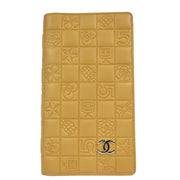 Chanel 2004-2005 Beige Lambskin Icon Bifold Wallet Purse