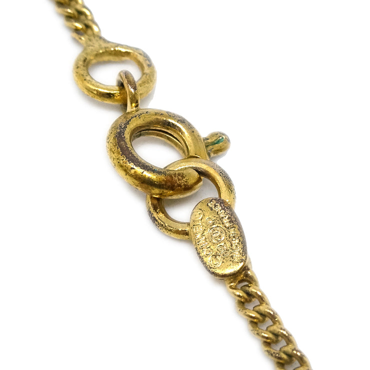 Chanel CC Chain Pendant Necklace Rhinestone Gold 02P