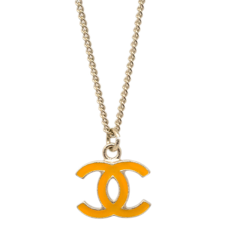 Chanel Gold Orange CC Pendant Necklace 08C