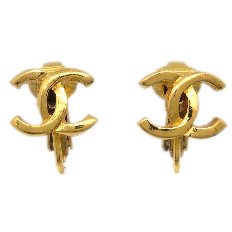 Chanel CC Earrings Clip-On Gold 233