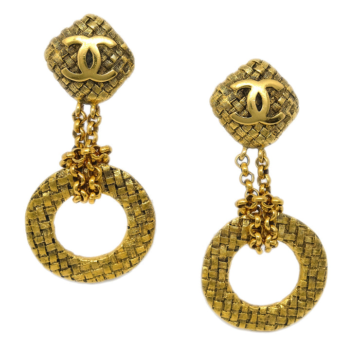 Chanel Hoop Dangle Earrings Clip-On Gold 29/2881