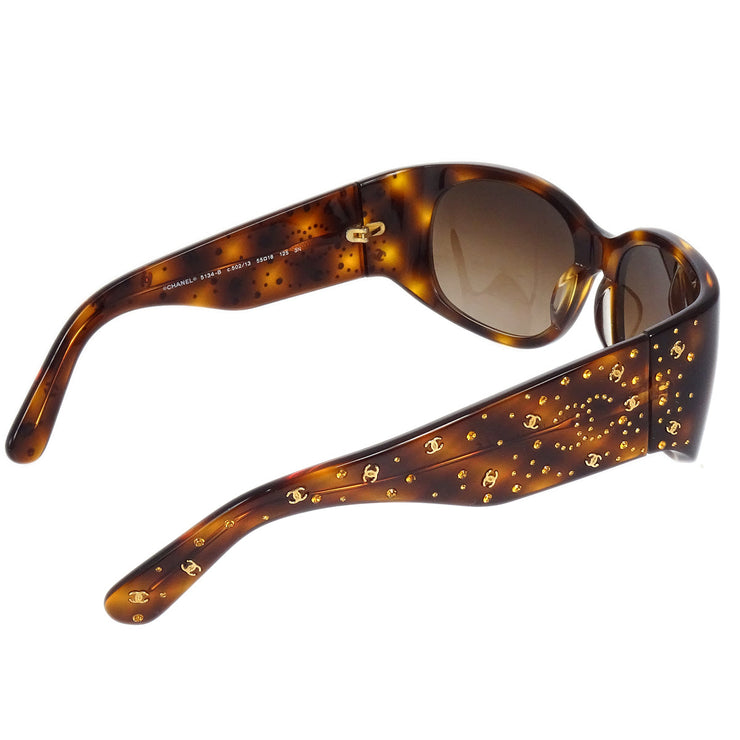 Chanel Sunglasses Eyewear Rhinestone Brown Small Good