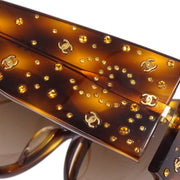 Chanel Sunglasses Eyewear Rhinestone Brown Small Good