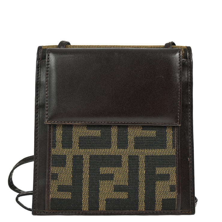 Fendi Zucca Shoulder Bag Wallet Purse Pochette Brown