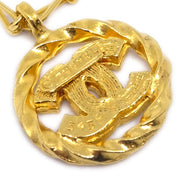 Chanel Medallion Pendant Necklace Rhinestone Gold 3438/1982