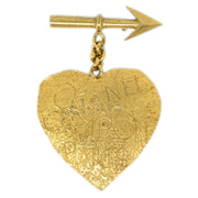 Chanel Bow And Arrow Heart Brooch Pin Gold 93P