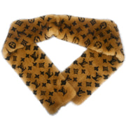 Louis Vuitton Brown Fur Monogram Echarpe Stole Shawl M78744 Small Good