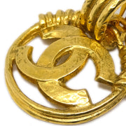 Chanel Hoop Dangle Earrings Gold Clip-On 94P