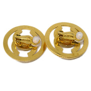 Chanel CC Turnlock Button Earrings Gold Clip-On 97P