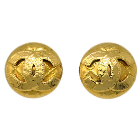 Chanel Button Earrings Clip-On Gold 94P