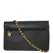 Chanel 1996-1997 Black Caviar WOC Chain Shoulder Wallet Bag