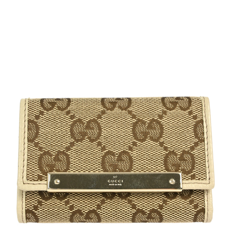 Gucci Beige Canvas GG Six Hook Key Case Small Good