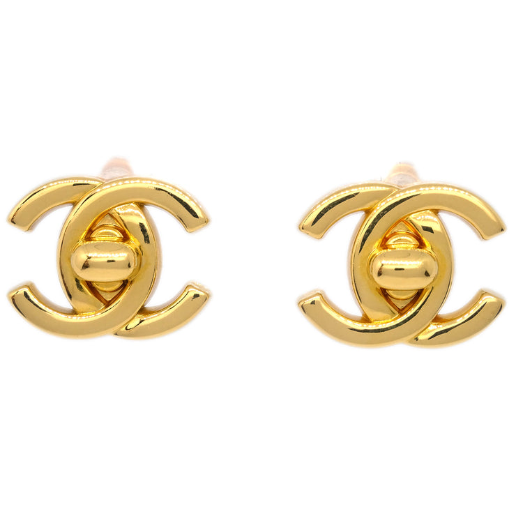 Chanel CC Turnlock Earrings Clip-On Gold Small 96A