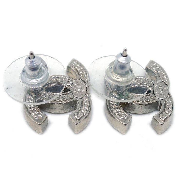 Chanel CC Pierced Earrings Silver 06P