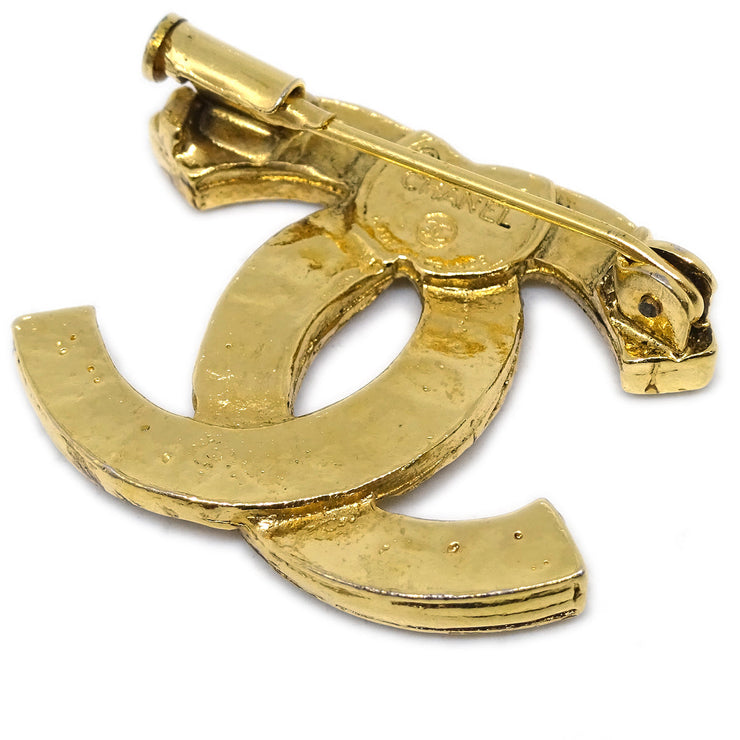 Chanel CC Brooch Pin Rhinestone Gold