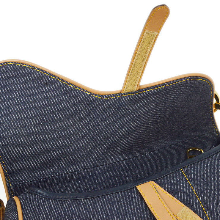 Christian Dior 2001 Blue Denim Saddle Handbag