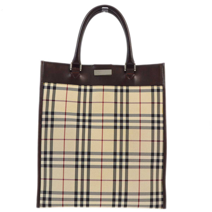 Burberry Beige Burberry Check Tote Handbag