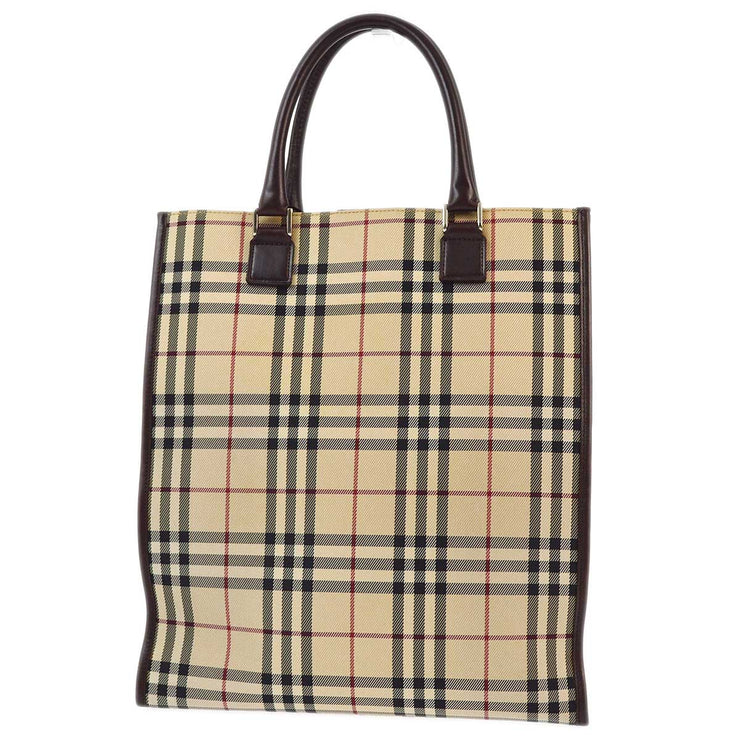 Burberry Beige Burberry Check Tote Handbag